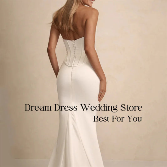 Modern Mermaid Wedding Dress Women 2025 Pleat V-Neck Open Back Sleeveless Strapless Bridal Gown Vestidos De Novia Customized