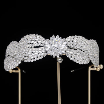 Luxury Bridal Headband Wedding Hair Jewelry Headpiece Cubic Zirconia Princess Tiara Crown For Women Party Prom Bride Headdress