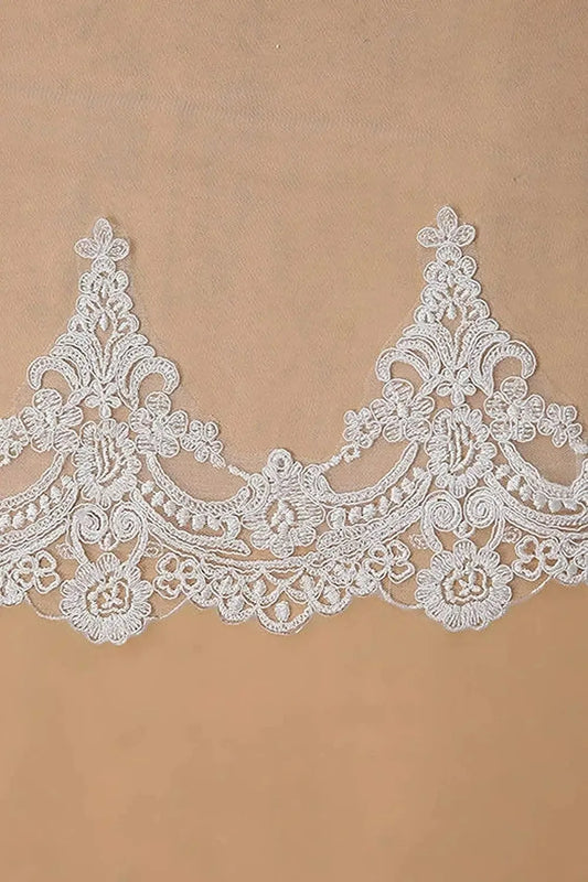 Flower Lace Edged Appliques Veil with Comb 1 Tier Veil 3mx1.5m Long Cathedral Length Wedding Bride Accessories