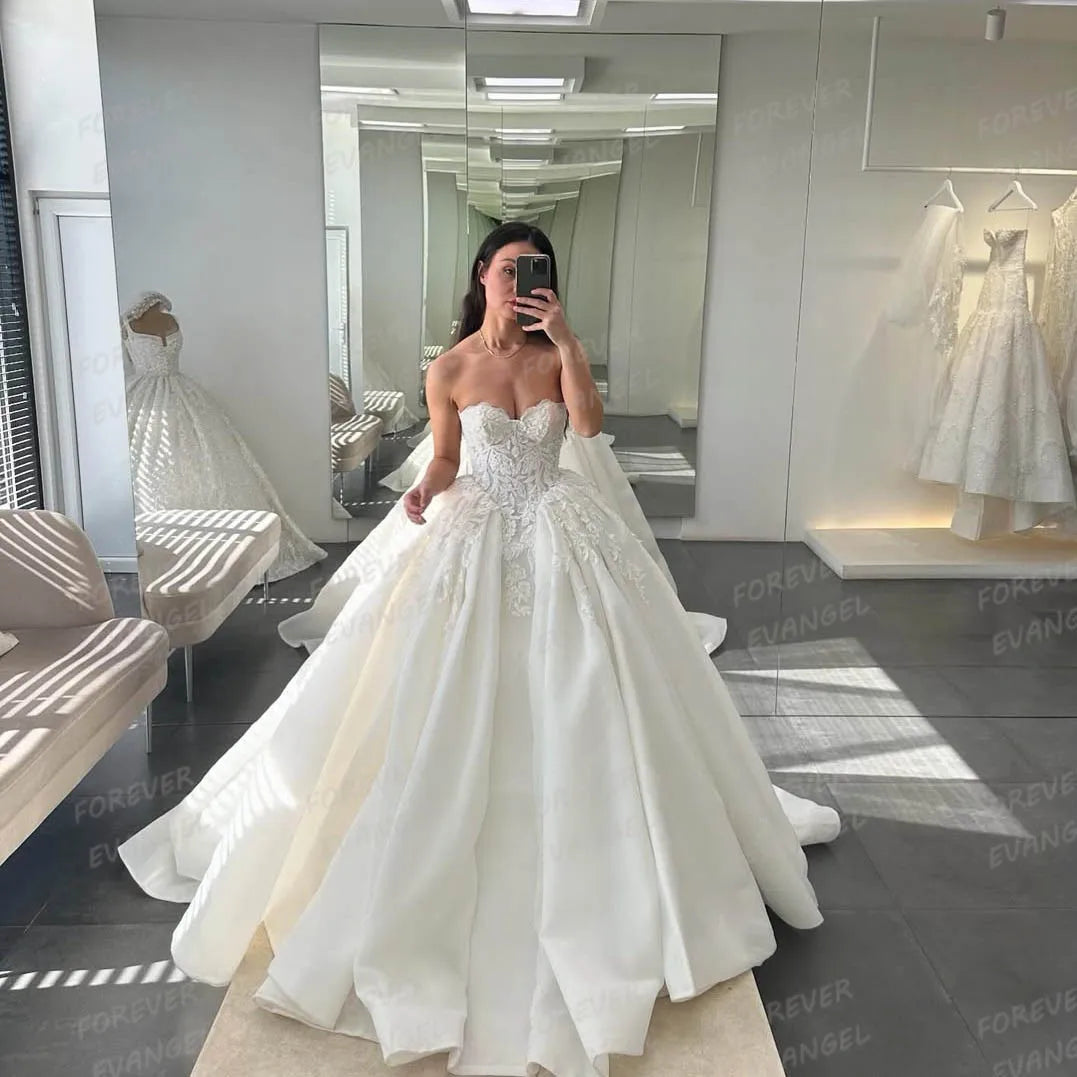 Exquisite A Line Sexy Wedding Dresses Woman's Sleeveless Appliques Fluffy Pleat Bride Gowns 2025 Vestidos De Novia Customized
