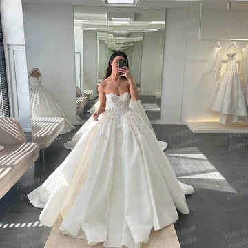 Exquisite A Line Sexy Wedding Dresses Woman's Sleeveless Appliques Fluffy Pleat Bride Gowns 2025 Vestidos De Novia Customized
