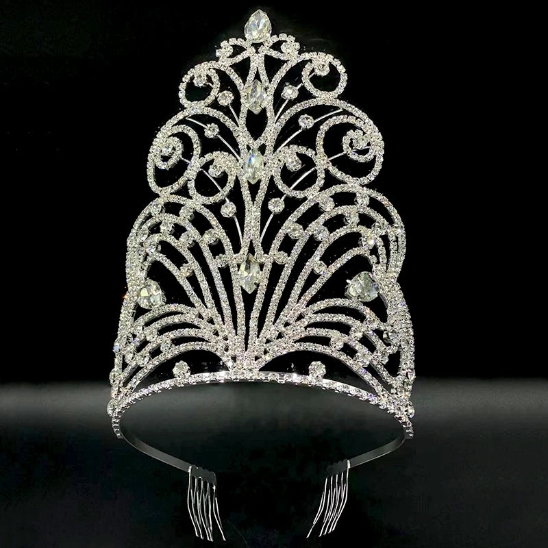 Levery Large Tall Bridal Tiara Crown Beauty Pageant Hair Accessories