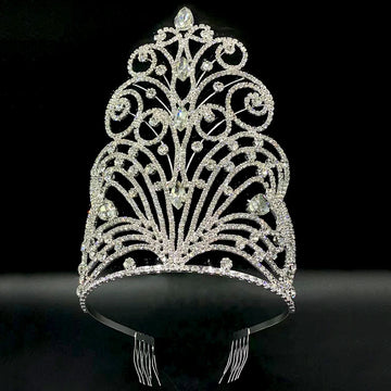 Levery Large Tall Bridal Tiara Crown Beauty Pageant Hair Accessories