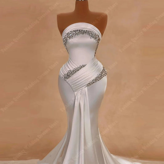 Elegant Sleeveless Wedding Dresses Women Charming Mermaid Bridal Gowns robe de mariée Mopping Length Vestido De Novia Customized