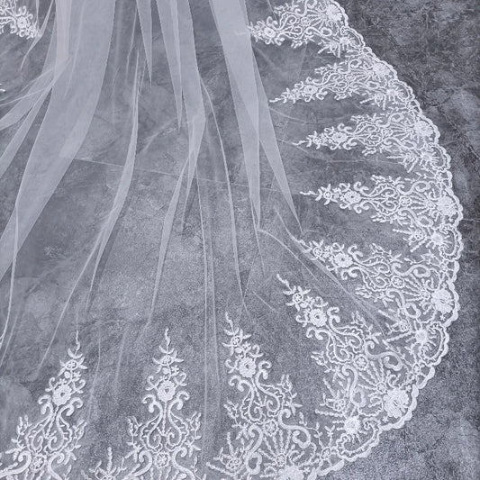 White Ivory Cathedral Bridal Lace Veil Wedding Accessories Width 300cm