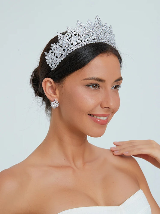 ASNORA Luxury Royal Queen CZ Crystal Crown for Women Bridal Tiara Diadem Party Jewelry Wedding Accessories A1557
