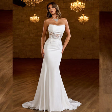 Charming Pleat Sweethart Lace Mermaid Wedding Dresses Sweep Train Custom Made 2025 Vestido De Noival