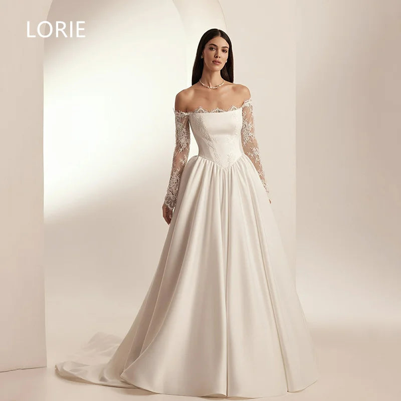 LORIE Lace Applique A-line Elegant Wedding Dress Off Shoulder Princess Bridal Gowns Backless Wedding Gown Customized 2025