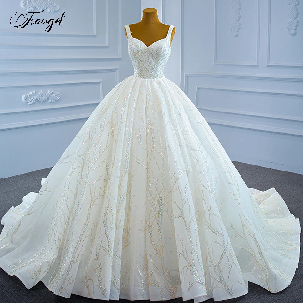 Customized Ball Gown Vintage Wedding Dresses Sweetheart Sleeveless Vestido De Novia Lace Sequined Vintage Shiny Robe De Mariee