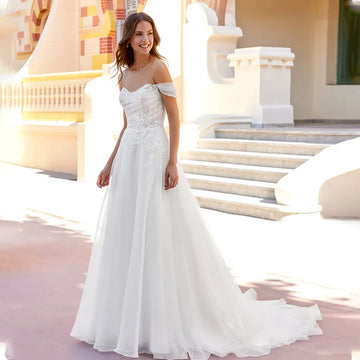 Charmi8ng Off The Shoulder Plear Sweetaht Laace Applque Bridal Grown A Line Wedding Dresses Custom Made 2026 Rode De Morrie