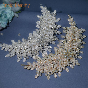 DZ065 Luxury Crystal Headpiece for Brides Wedding Headwear Fashion Rhinestone Women Crowns and Tiaras Handmade Bridal Headdress