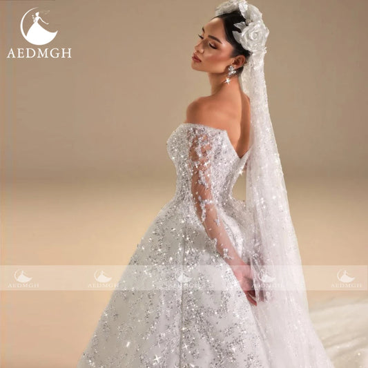 Aedmgh Ball Gown Royal Wedding Dresses For Women Sweetheart Vestido De Novia Beaded Sequined Luxury Custom Made Bridal Gowns