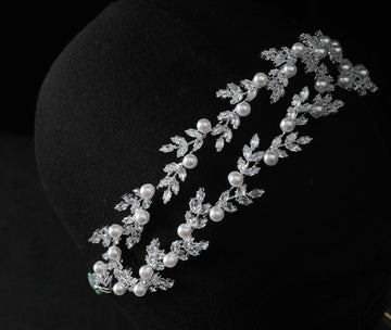 Crystal Pearl Bridal Headbands For Wedding Hair Accessories Sliver Luxury Crown Tiara For Women Party Hair Jewelry Headpiece