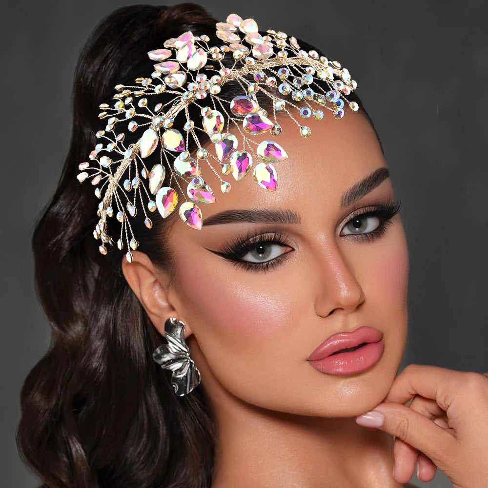 DZ261 Bridal Headband Handmade Rhinestone Headdress Wedding Headpiece Hair Accessories Woman Headwear Bridal Tiara for Party