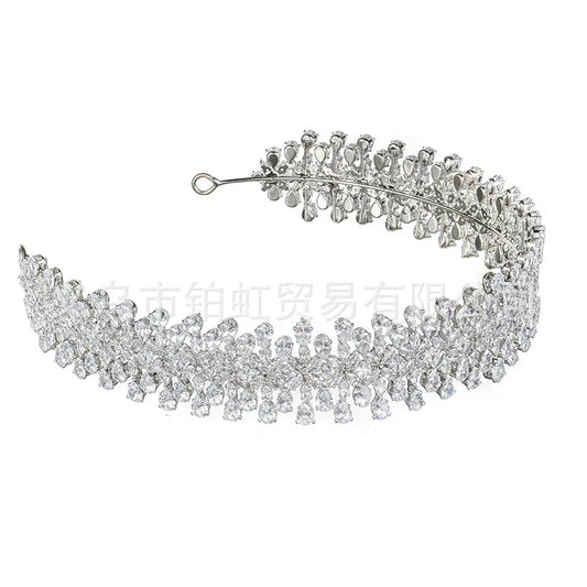 Luxury Bridal Headband Wedding Headdress Cubic Zirconia Bride Headpiece Tiaras Crowns For Women Party Prom Hair Jewelry Hairband