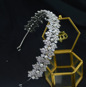 Luxury Bridal Headband Wedding Headdress Cubic Zirconia Bride Tiaras Crowns Women Diadem 15 Years Prom Hair Jewelry Headpieces