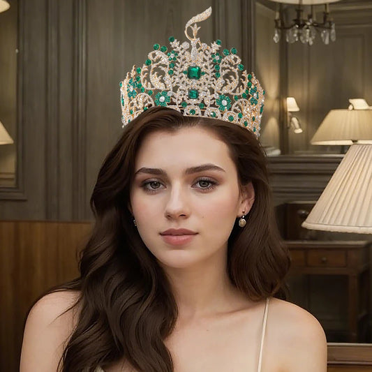 2025 New Baroque International Miss Grand Crown Round Wedding Celebration Water Diamond Crystal Tiaras Crown Hair Accessories