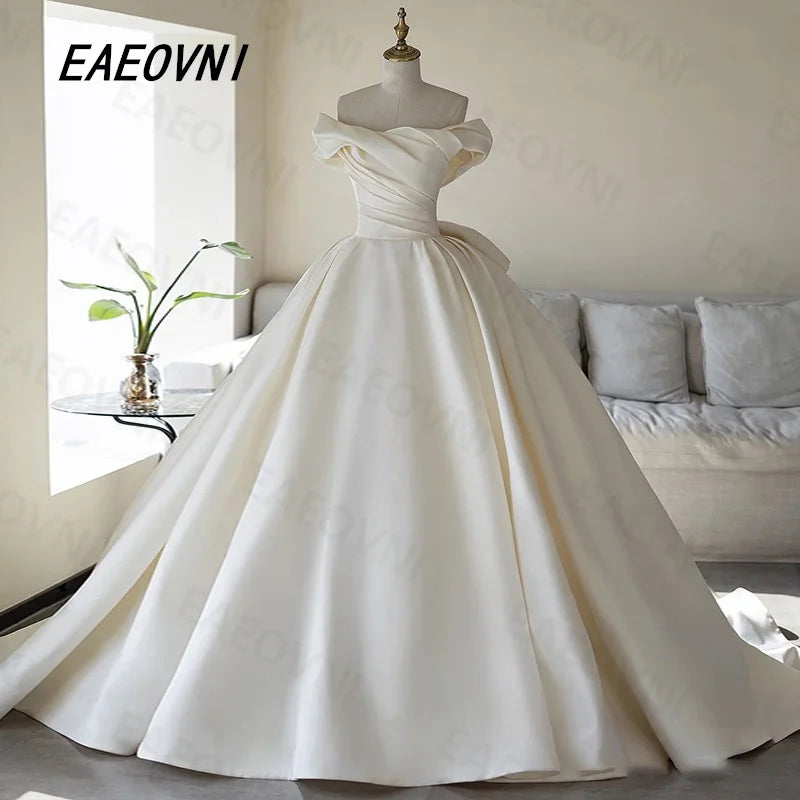 2025 Newest Luxury Niche Design Satin Off The Shoulder Bridal DressHigh-Grade Fabrics Perfect Luxury Court Train Vestidosdenovia