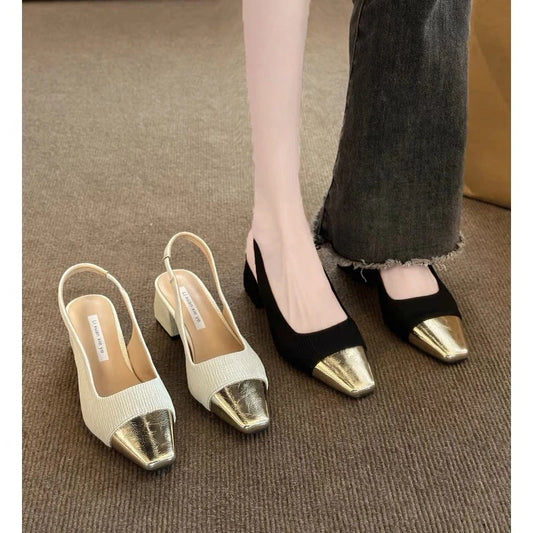 Women's 2025 new model Dress sandal Mid Heel comfort Sandals Fashion Women's Shoes Pointed simple Princess Shoes Mujer Zapatos