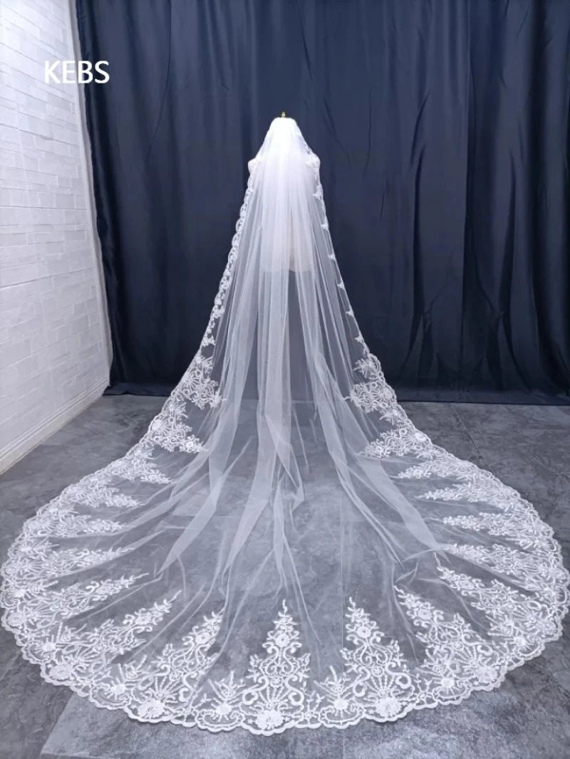 White Ivory Cathedral Bridal Lace Veil Wedding Accessories Width 300cm