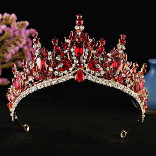 Baroque Vintage Gold Color Water Drop Crystal Tiara For Women Diadem Wedding Girls Birthday Party Elegant Crown Hair Accessories