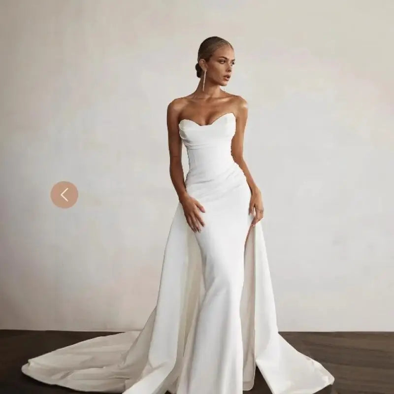 Modern Mermaid Wedding Dress Front Slit Bridal Gowns Sweep Train Sweetheart Bridal Dresses Boho Women Two Piec Customized