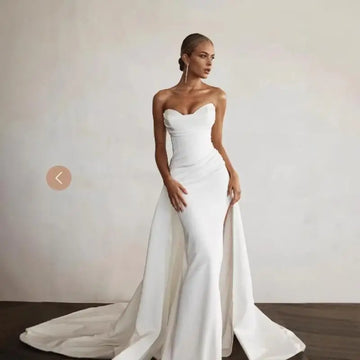Modern Mermaid Wedding Dress Front Slit Bridal Gowns Sweep Train Sweetheart Bridal Dresses Boho Women Two Piec Customized