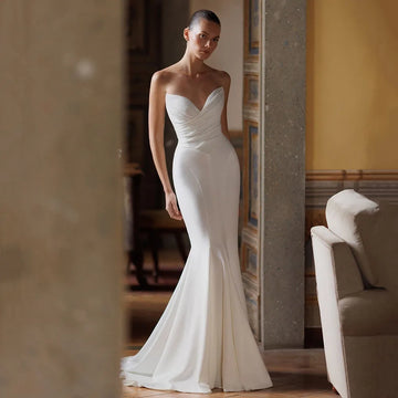 Customized Off-Shoulder Satin Wedding Gown Women Elegant Mermaid Bridal Dress 2025 Sequins Beading Corset Wedding Party Dress