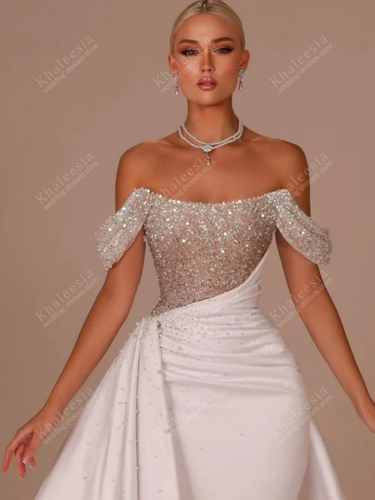Gorgeous Wedding Dresses Satin Bridal Gowns Off The Shoulder Robes A Line Floor Length Robes Vestidos De Novia Customized 2025