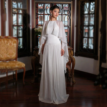 Elegant Wedding Dresses For Women Cape Halter Cloak Sleeveless Boho Bridal Gowns Robe De Mariée Customized Wedding Gown