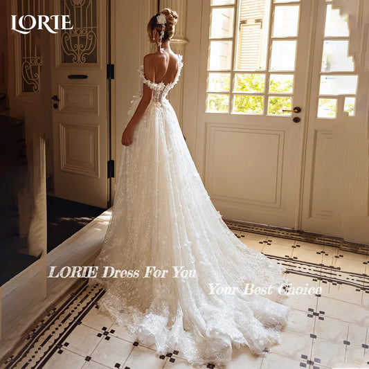 LORIE Lace Wedding Dress Off Shoulder Appliques A Line Sweetheart Bride Bridal Dress Backless Customized свадебное платье свадеб