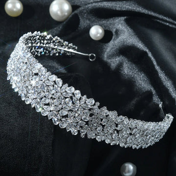 Bridal Hair Jewelry Cubic Zirconia Zircon Tiaras and Crowns Diadem For Brides Women Prom Pageant Headband Wedding Accessories