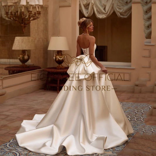Eightree 2025 Formal A-Line Wedding Dresses Boho Strapless Corset Back Bridal Dress Princess White Wedding Prom Gowns Customized
