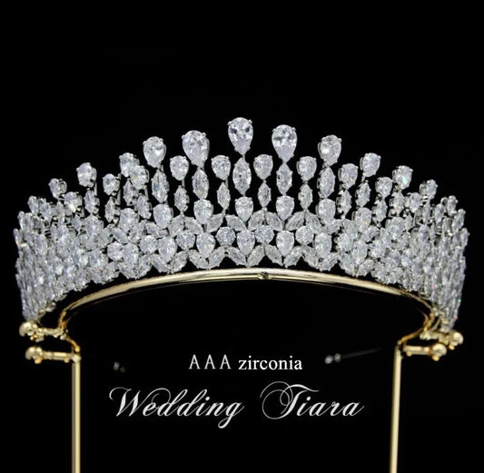 Cubic Zirconia Bride Tiaras Crowns Wedding Headdress Luxury CZ Bridal Headpiece Queen Crowns For Quinceanera Prom Hair Jewelry