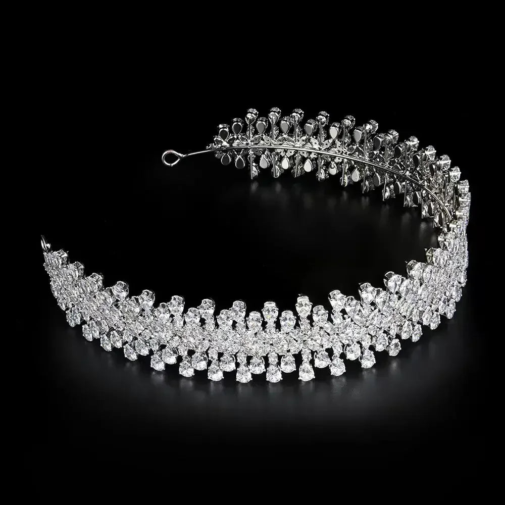 Luxury Bridal Headband Wedding Headdress Cubic Zirconia Bride Headpiece Tiaras Crowns For Women Party Prom Hair Jewelry Hairband