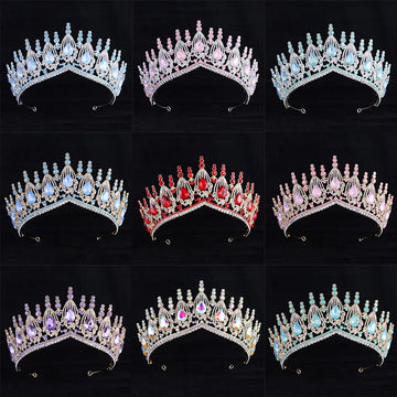 KMVEXO Luxury Opal Crystal Bridal Tiaras Cubic Zircon Crown Rhinestone Pageant Diadem Headpieces Wedding Hair Accessories