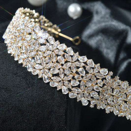 Bridal Hair Jewelry Cubic Zirconia Zircon Tiaras and Crowns Diadem For Brides Women Prom Pageant Headband Wedding Accessories