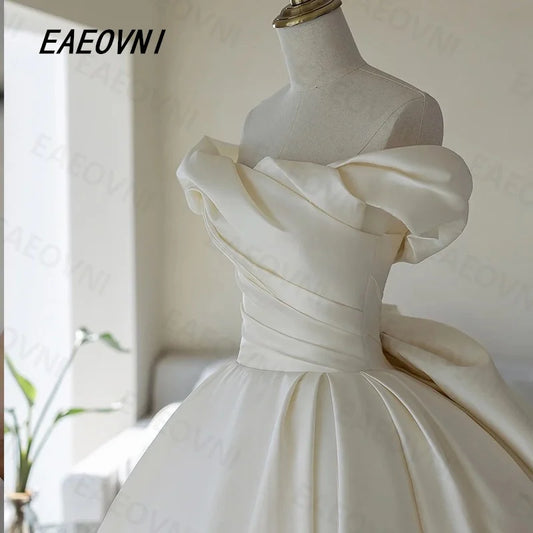 2025 Newest Luxury Niche Design Satin Off The Shoulder Bridal DressHigh-Grade Fabrics Perfect Luxury Court Train Vestidosdenovia