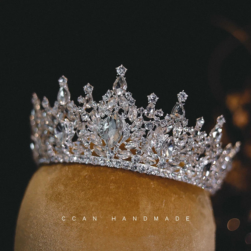 CC Crystal Crown Wedding Hair Accessories Women Headbands Engagement Jewelry Bridal Dress 100% Handmade Vintage Diadems AN008