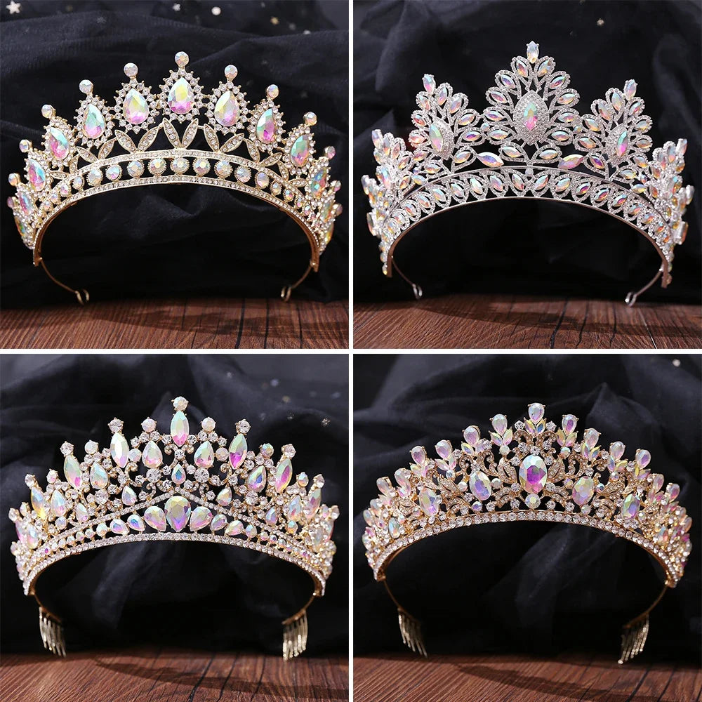 Wedding Hair Tiara AB Crystal Bridal Tiara Crown Silver Color Diadem Tiaras Wedding Hair Accessories Headpieces Head Jewelry