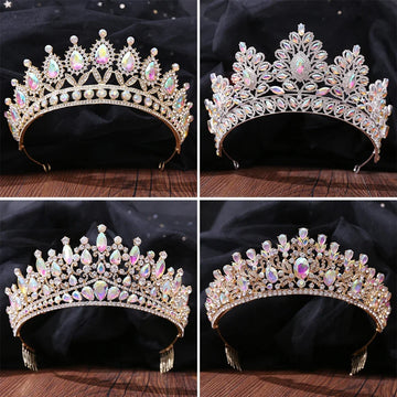 Wedding Hair Tiara AB Crystal Bridal Tiara Crown Silver Color Diadem Tiaras Wedding Hair Accessories Headpieces Head Jewelry