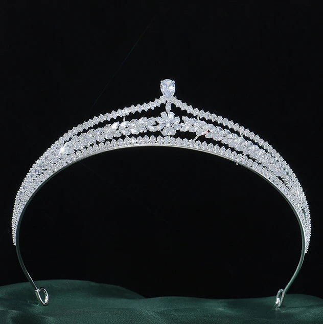CZ Zircon Tiara Crown Zirconia Headband For Brides Women Prom Pageant Diadem Headpiece Wedding Accessories Bridal Hair Jewelry