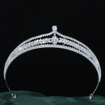 CZ Zircon Tiara Crown Zirconia Headband For Brides Women Prom Pageant Diadem Headpiece Wedding Accessories Bridal Hair Jewelry