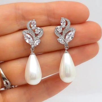 CAOSHI Aesthetic White Water Drop Shaped Imitation Pearl Drop Earrings for Women Temperament Sweet Wedding Jewelry Accessories