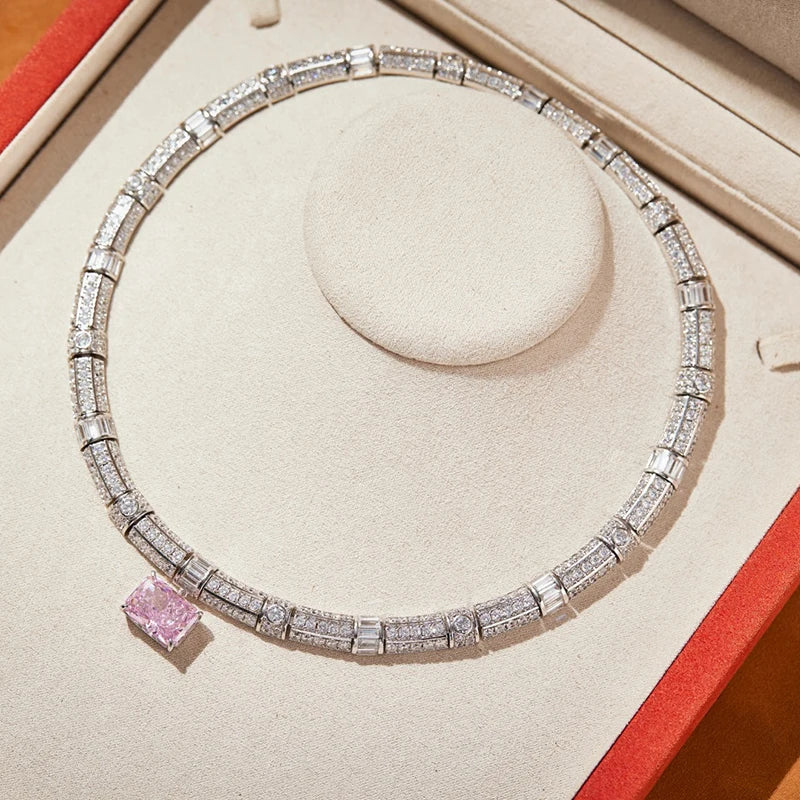 Pure 925 Sterling Silver Jewelry For Women Big Gemstone Wedding Jewelry Set High Quality Earrings Necklace Party Fine Jewelry