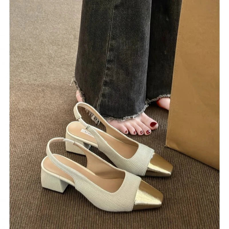 Women's 2025 new model Dress sandal Mid Heel comfort Sandals Fashion Women's Shoes Pointed simple Princess Shoes Mujer Zapatos