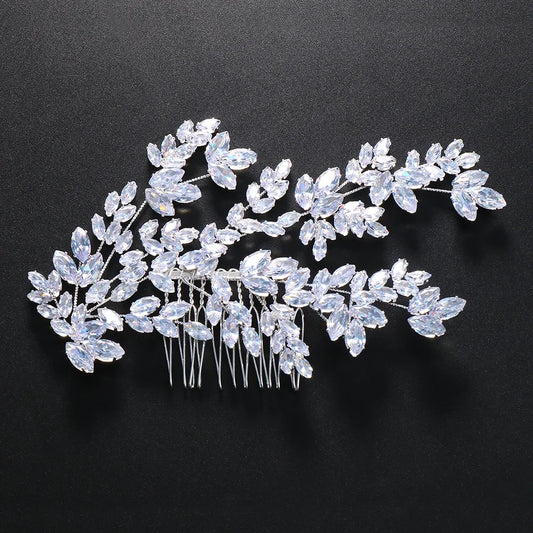 Fashion Leaves Zircon Bridal Hair Comb Birthday Hair Accessories Luxury Jewelry Baroque Crystal Wedding Headband for Women