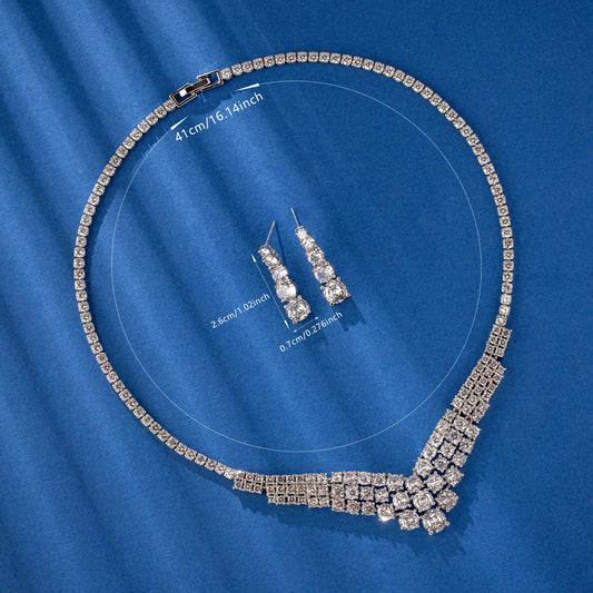 Luxury Style AAA Zircon Bridal Jewelry Set - 4-Piece (Bracelet, Necklace, Earrings, Ring) for Weddings, Parties & Evening Gowns