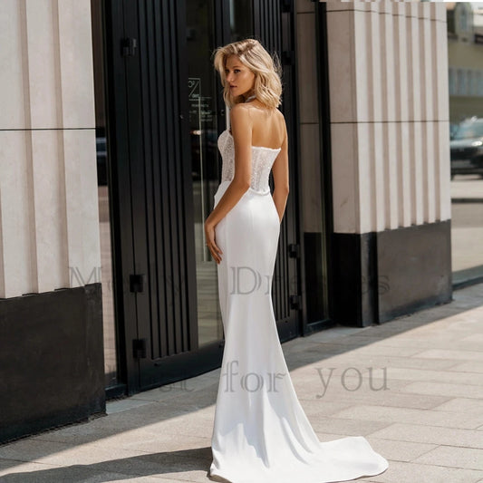 Charming Mermaid Wedding Dresses with Pleat 2025 Summer Sleeveless Bridal Gowns for Women 2025 New Jersey Vestido De Novia