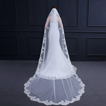 New Arrival White Ivory One Layer Lace Bridal Veil 3*1.5 Meter Cheap Wedding Veil 2025 Style for Brides Vestidos De Novia